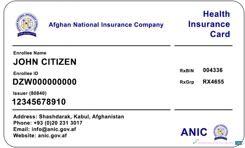 Download Afghanistan Afghan National Insurance Company health insurance card Photoshop template